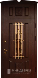 Уличная дверь в коттедж с фрамугой №351 внешняя - фото